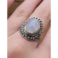 Echt zilveren Ring met maansteen maat 17